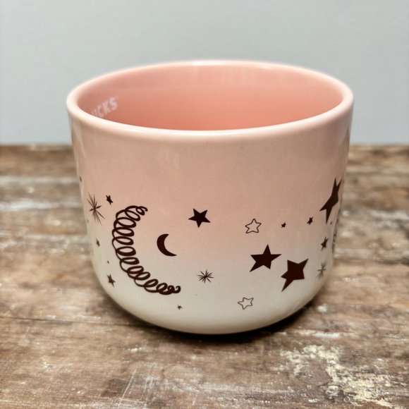 Starbucks 2023 Pink & White Gradient Rose Gold Stars & Moon Ceramic Mug 14 oz - Picture 4 of 7